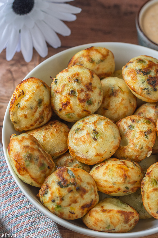Peas & Corn Paniyaram | Paniyaram with Idly Batter