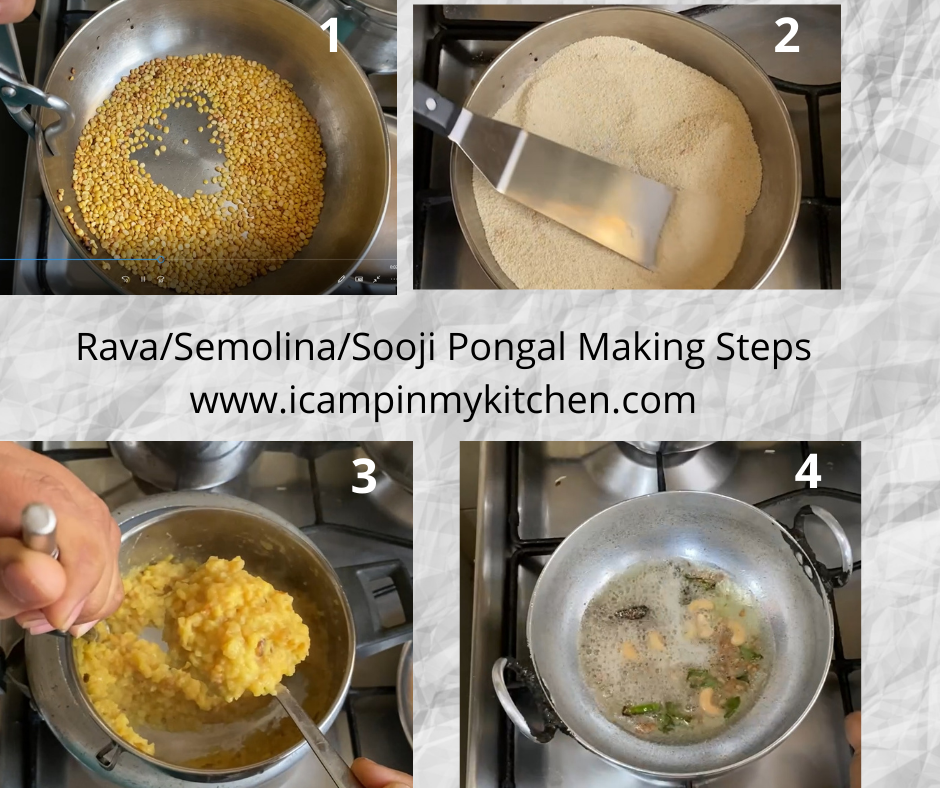 Sooji pongal making steps