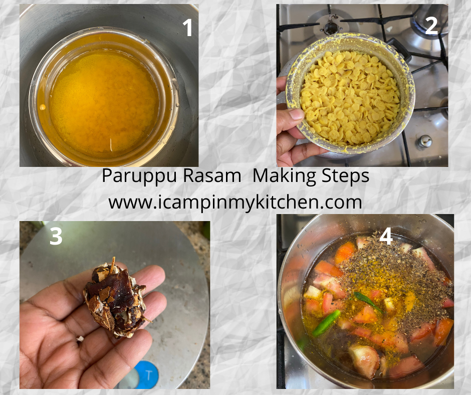 Paruppu rasam making steps