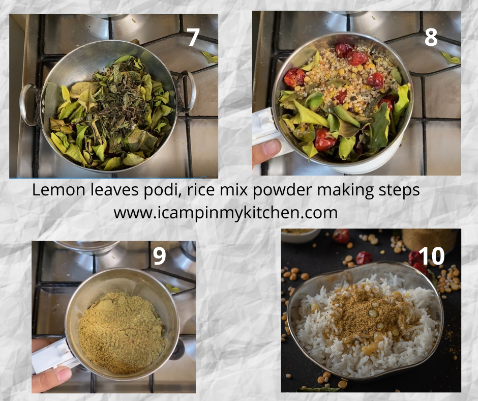 Kafir lime leaves podi making