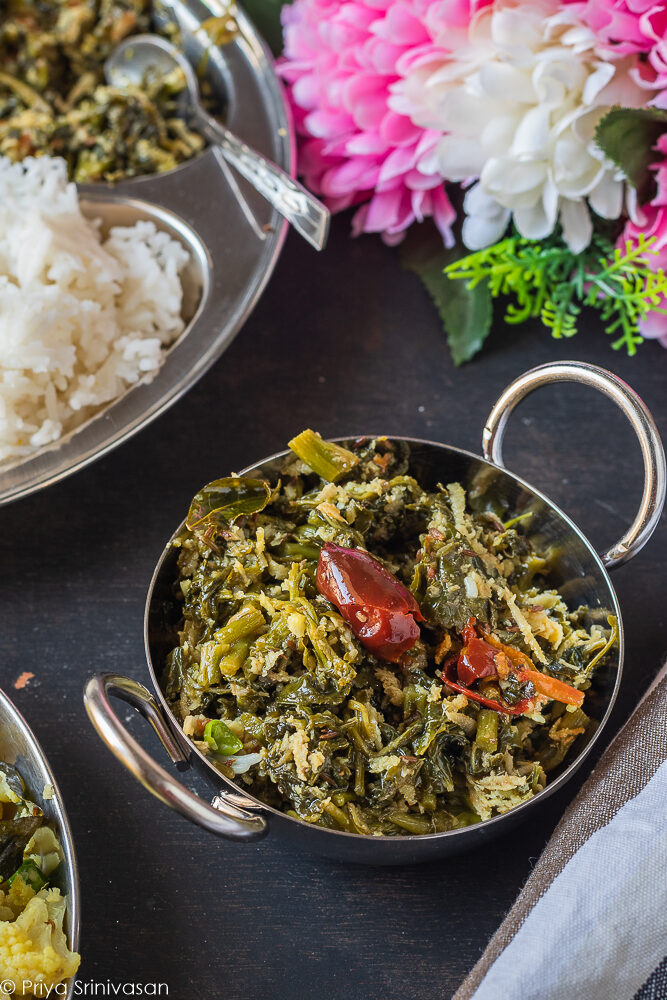 Keerai Poriyal Keerai Curry Spinach Stirfry I camp in my kitchen