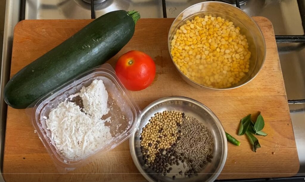 Ingredients for zucchini kootu