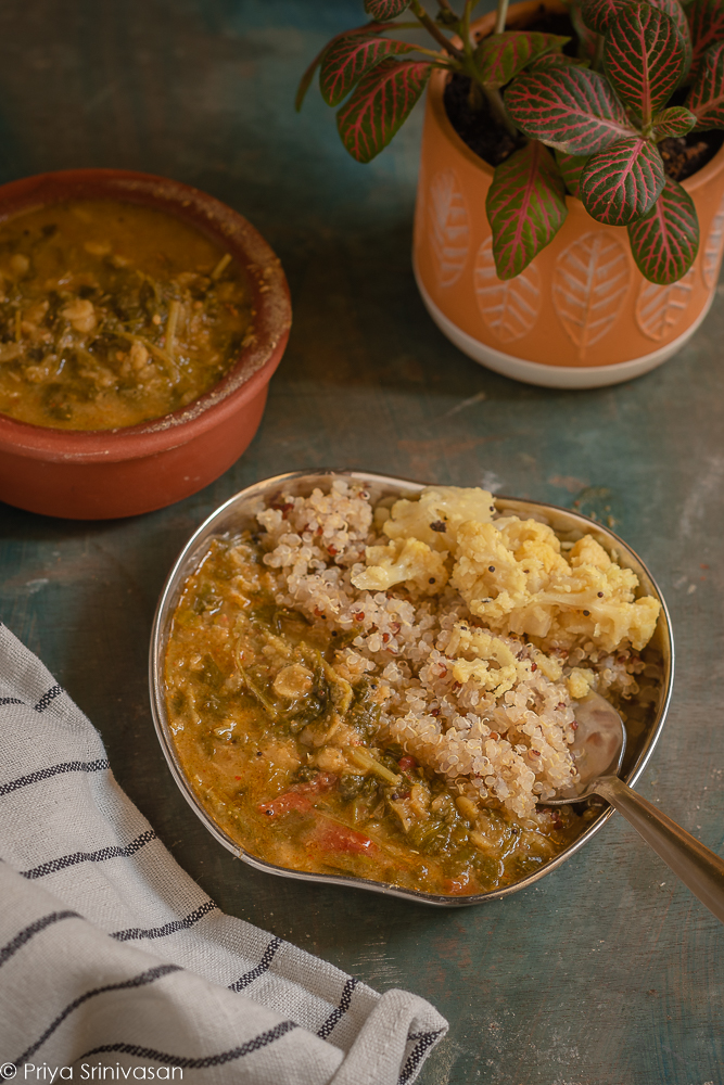 Keerai sambar with quinoa