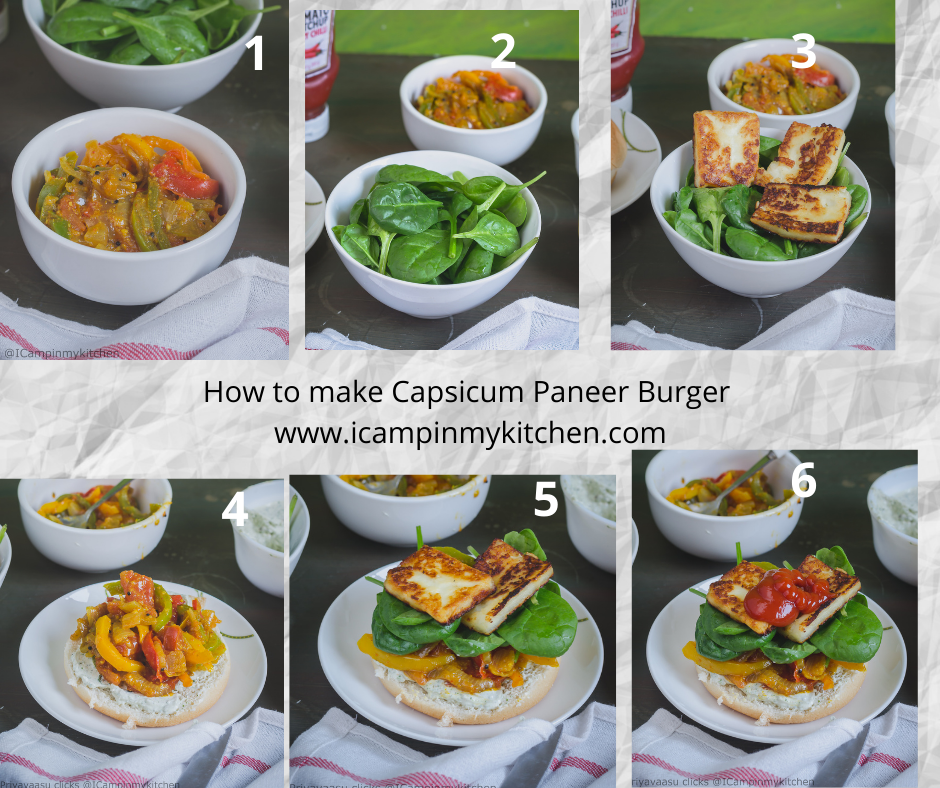 How to make capsicum paneer burger