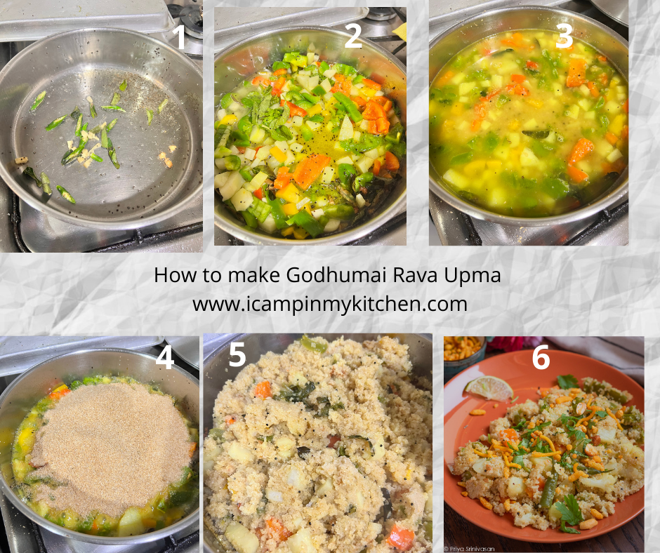 Recipe for making Wheat rava upma 