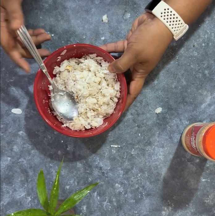 Poha with sugar and coocnut