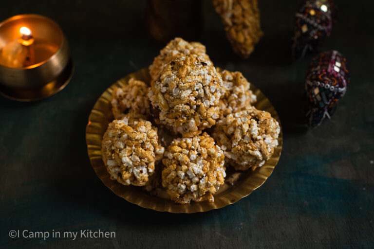 Puffed rice jaggery balls