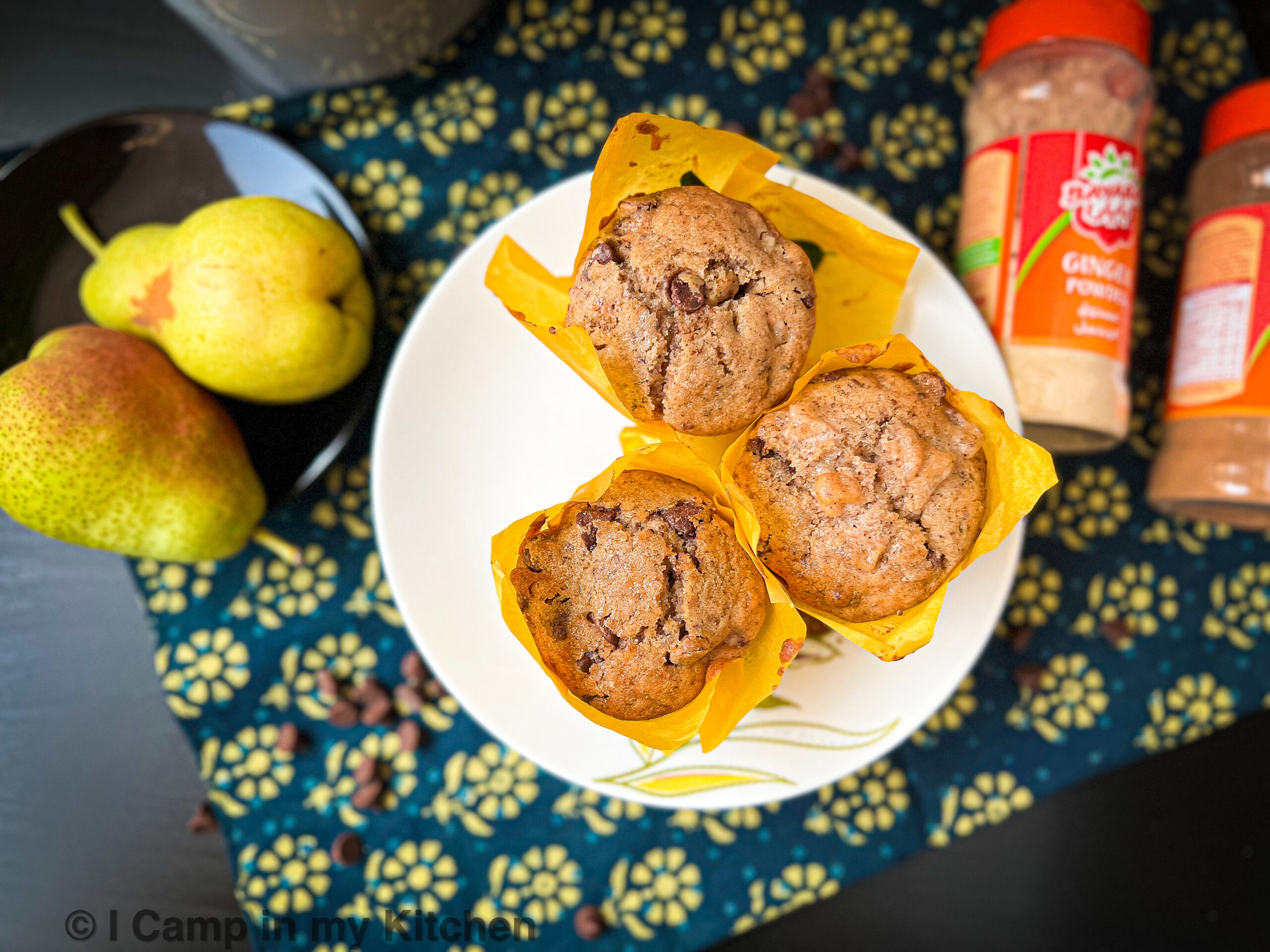 Pear Chocolate Chip Muffins Eggless BEST Pear Muffins I camp in my kitchen