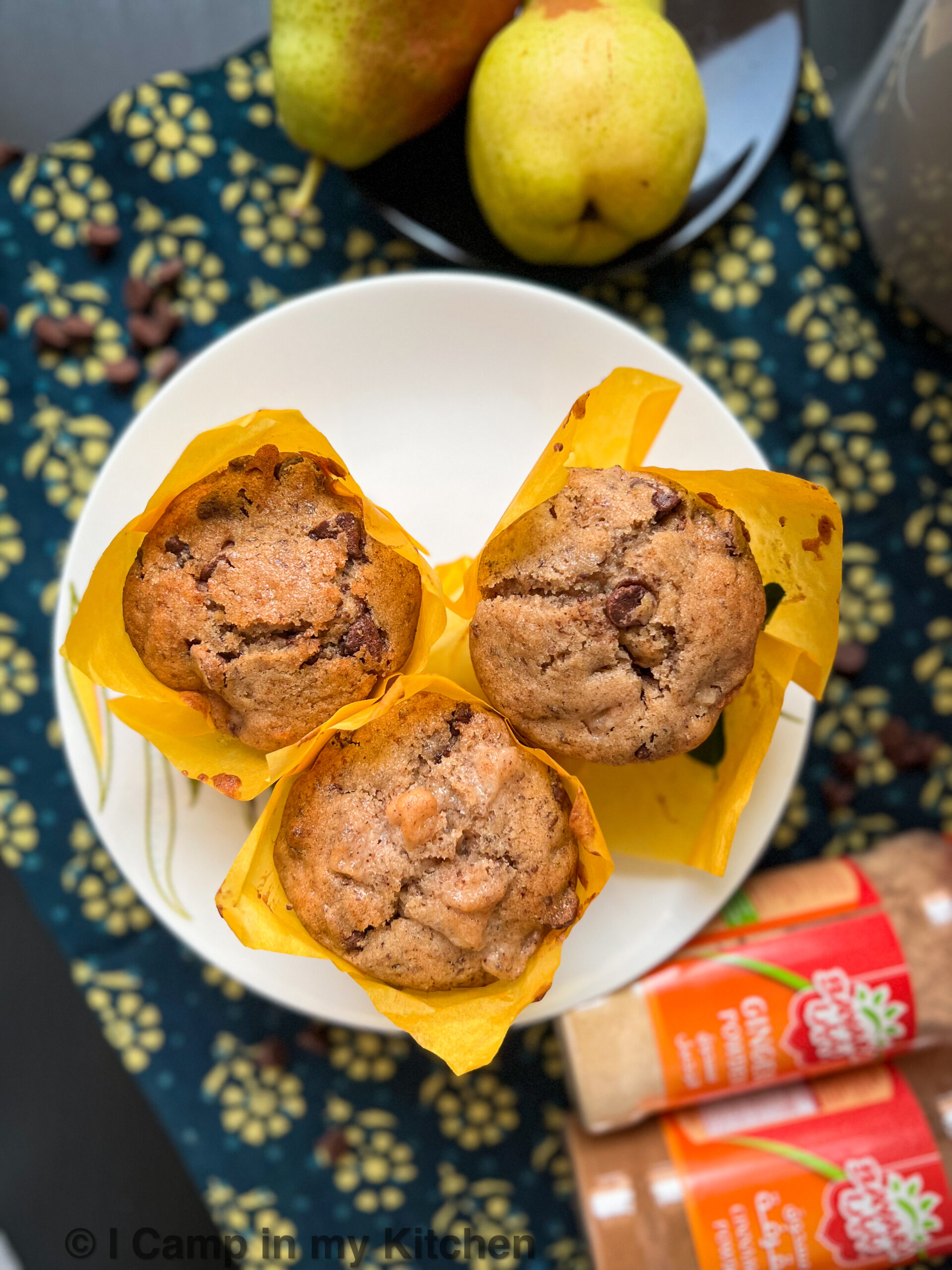 Soft and fluffy pear muffins