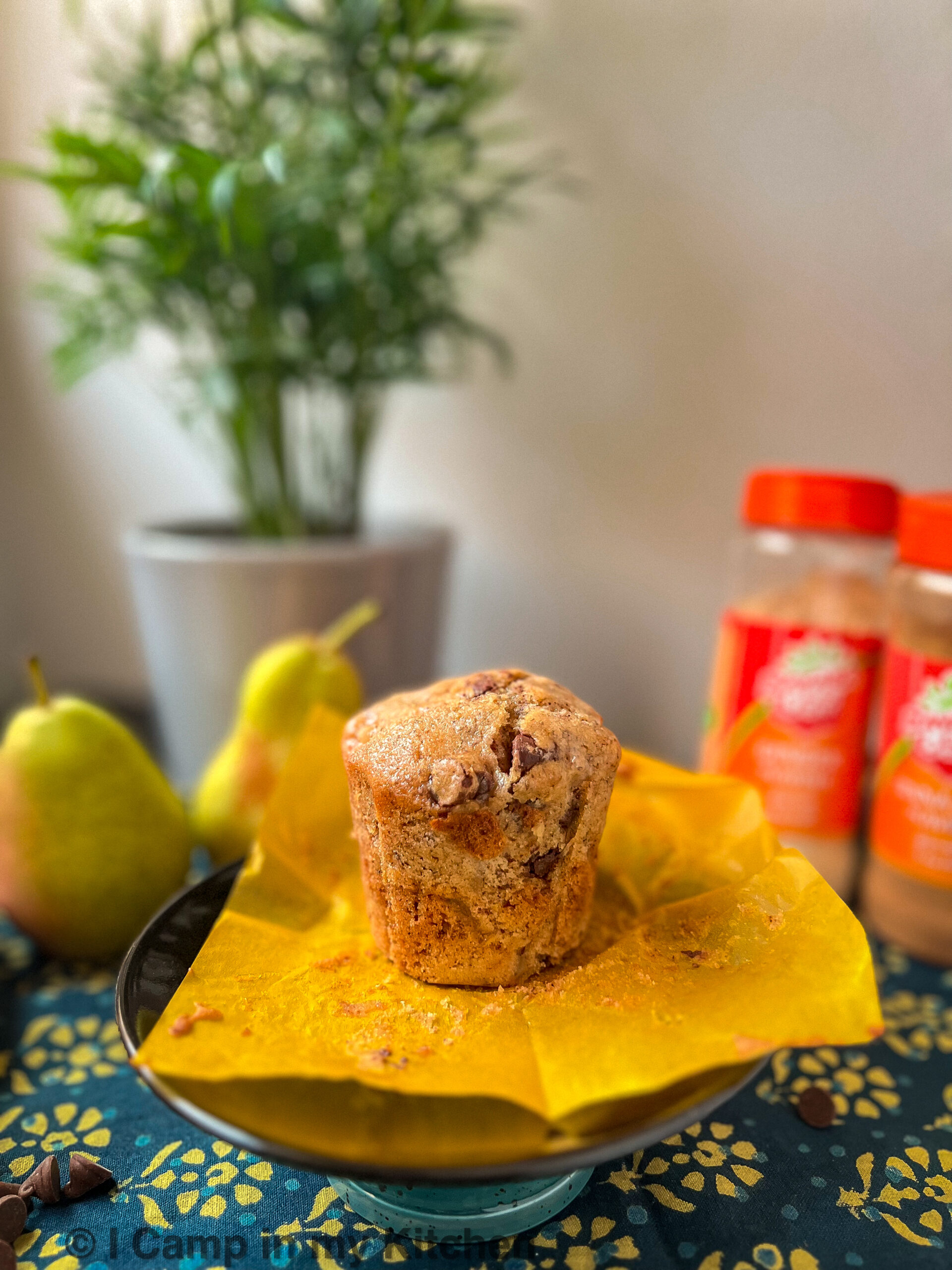 Eggless whole wheat pear muffins