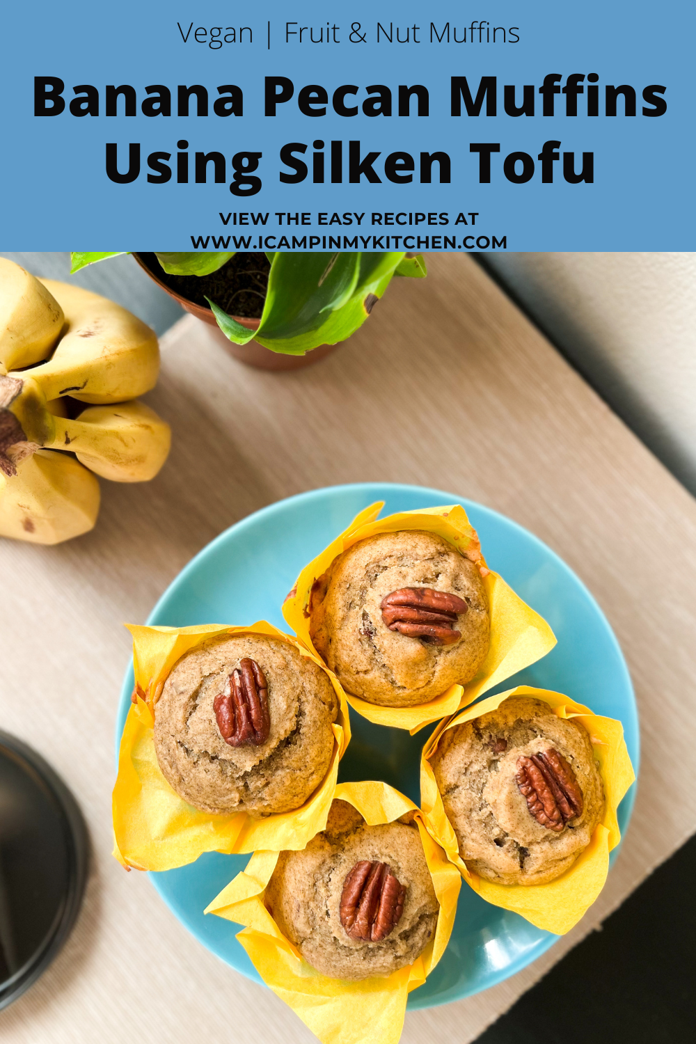 Vegan banana pecan muffins pin