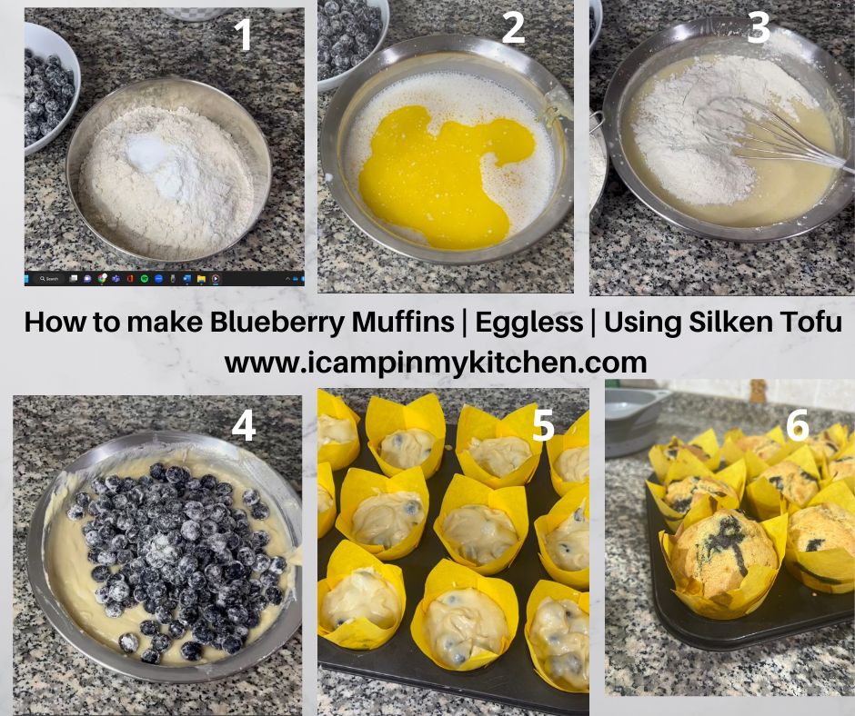 Stepwise pictorial instructions to make eggless berry muffins