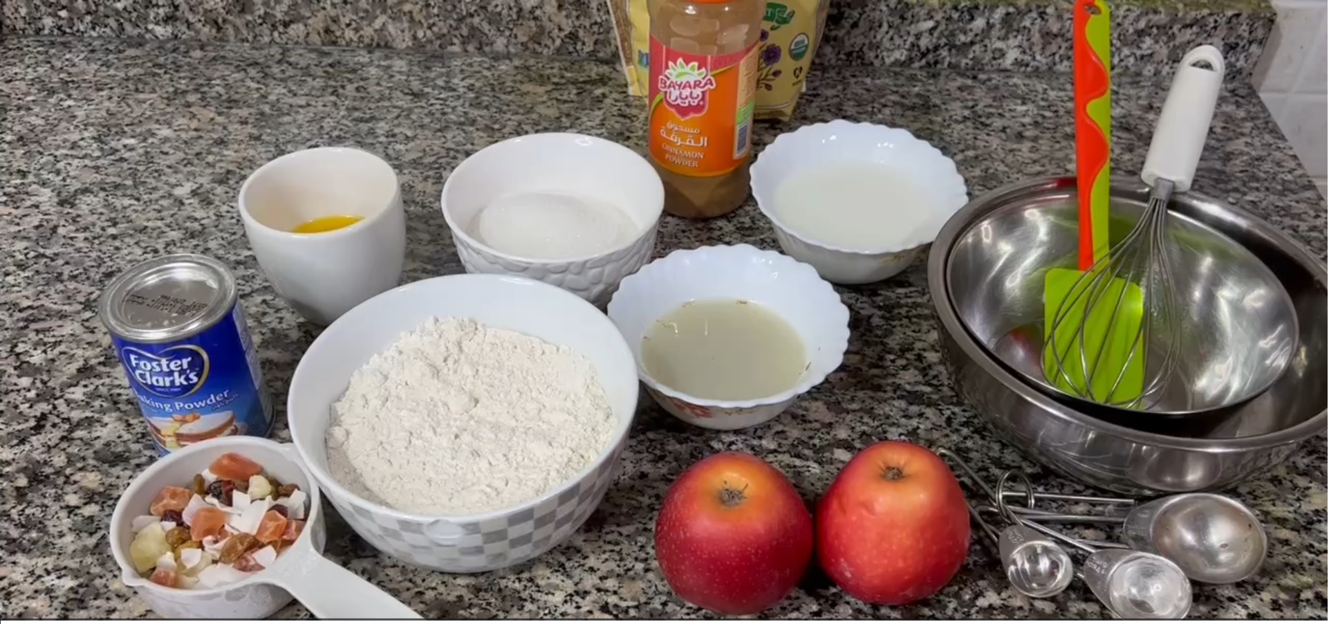Ingredients to make delish apple muffiins