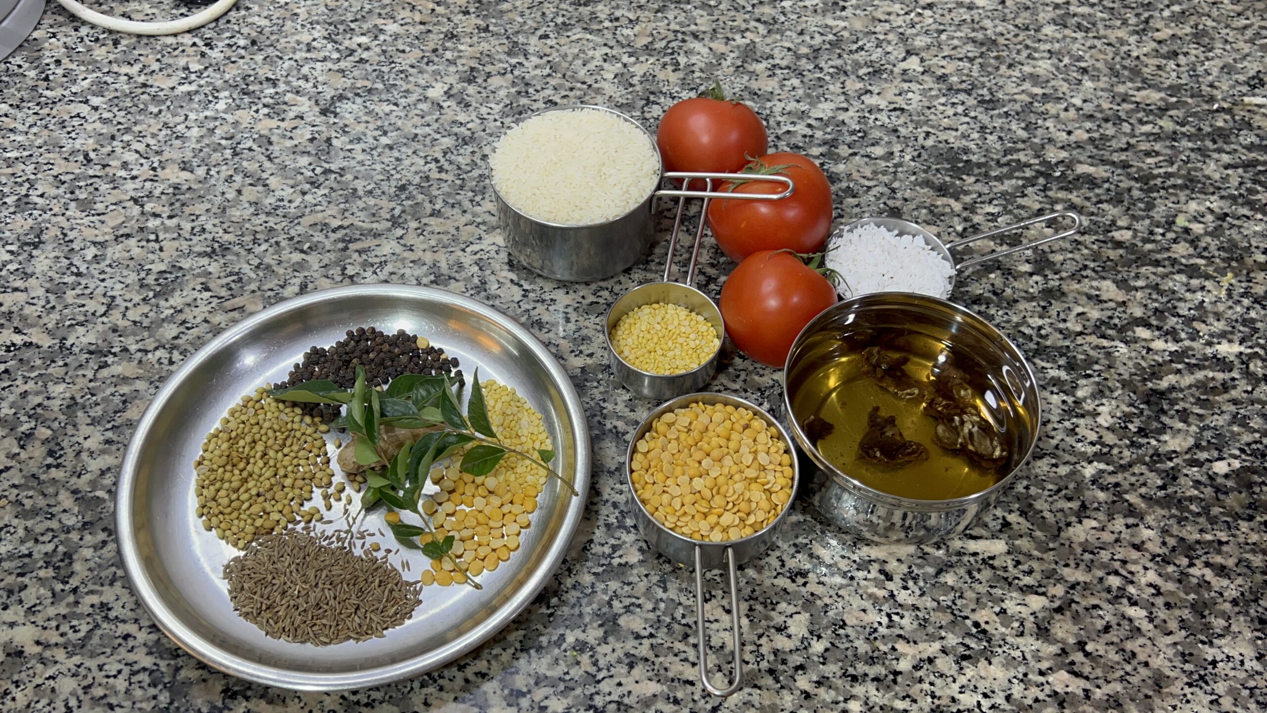 Ingredients for making rasam rice