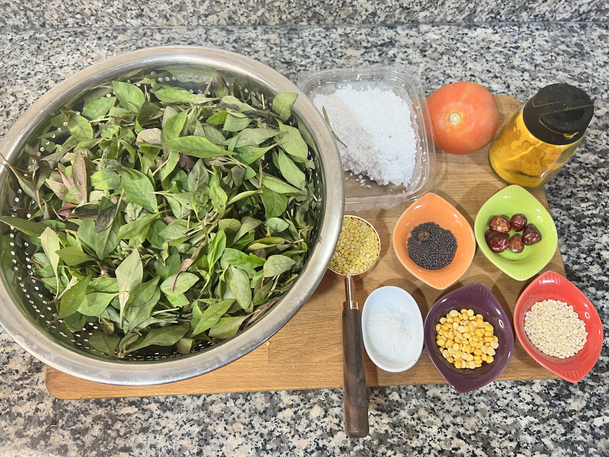 Ingredients for Ponnaganti Koora stir-fry