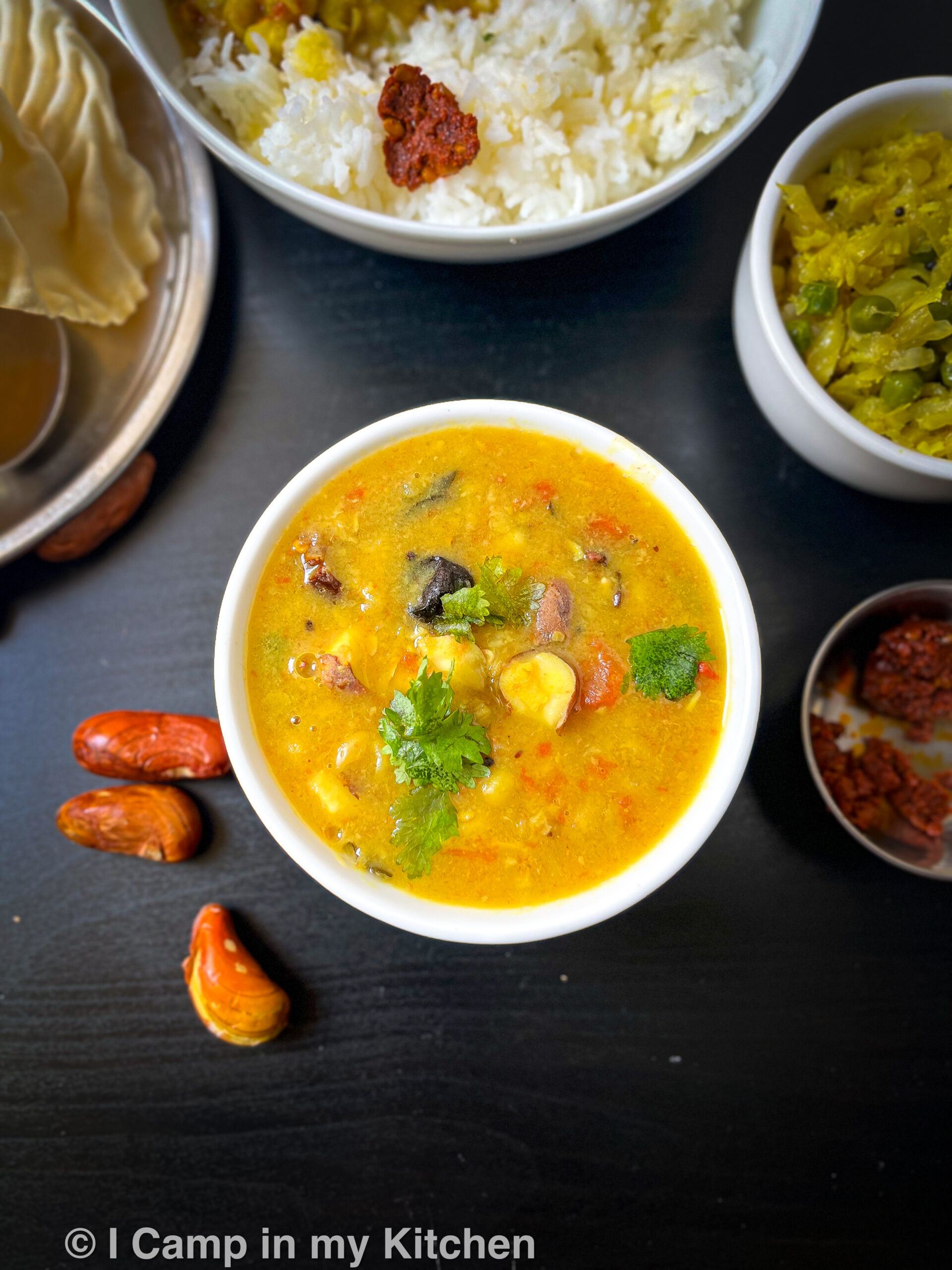 Yellow matar dal with jackfruit seeds