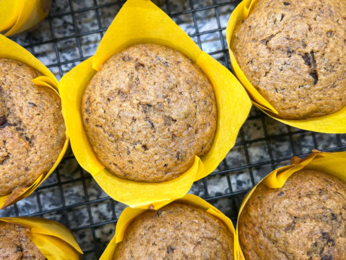 Vegan muffins with chocolate chunks