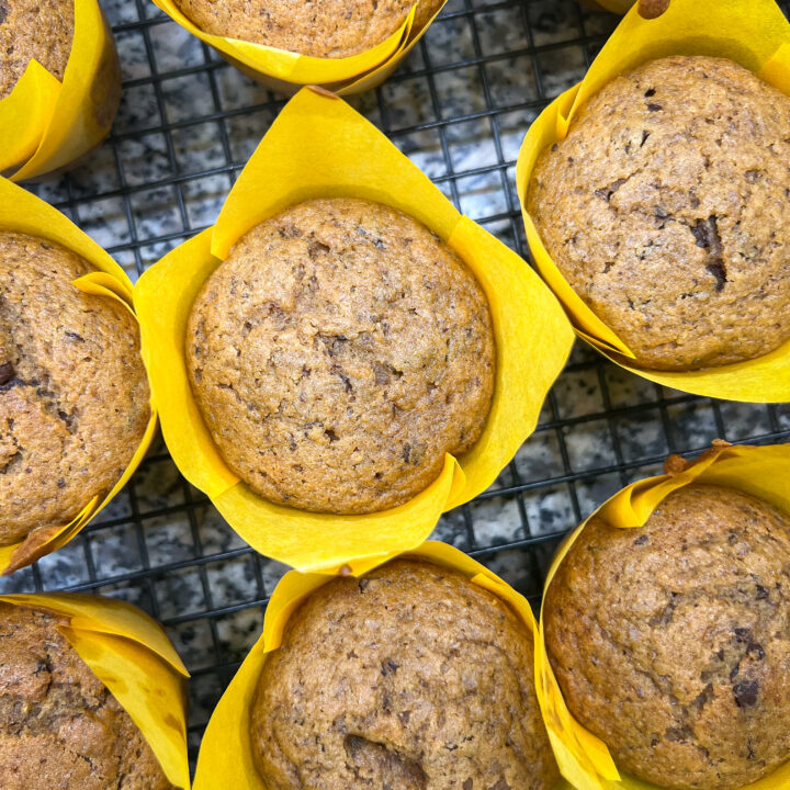 Vegan muffins with chocolate chunks