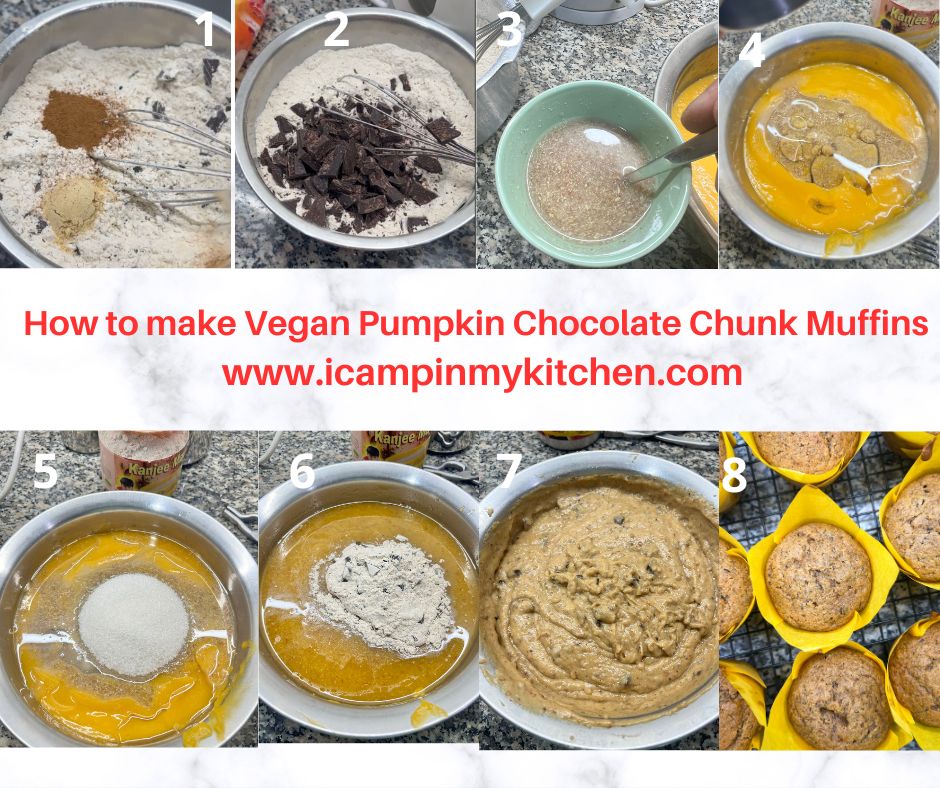 Vegan pumpkin muffins with chocolate chunks 