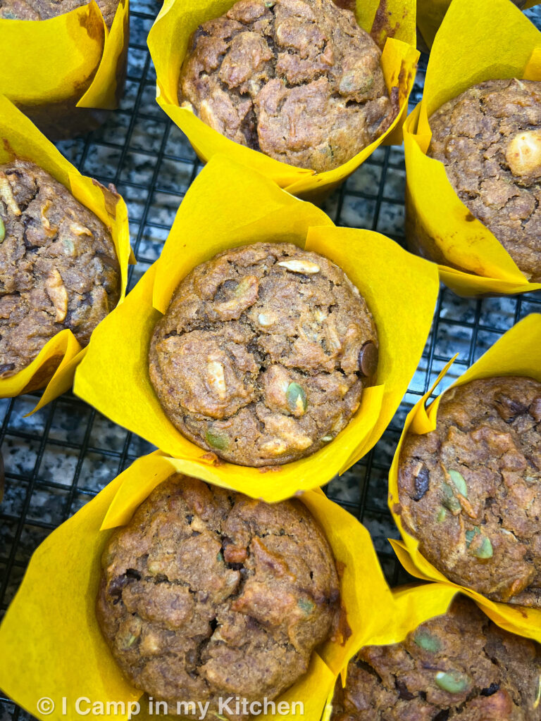 Vegan pumpkin muffins with apple and banana