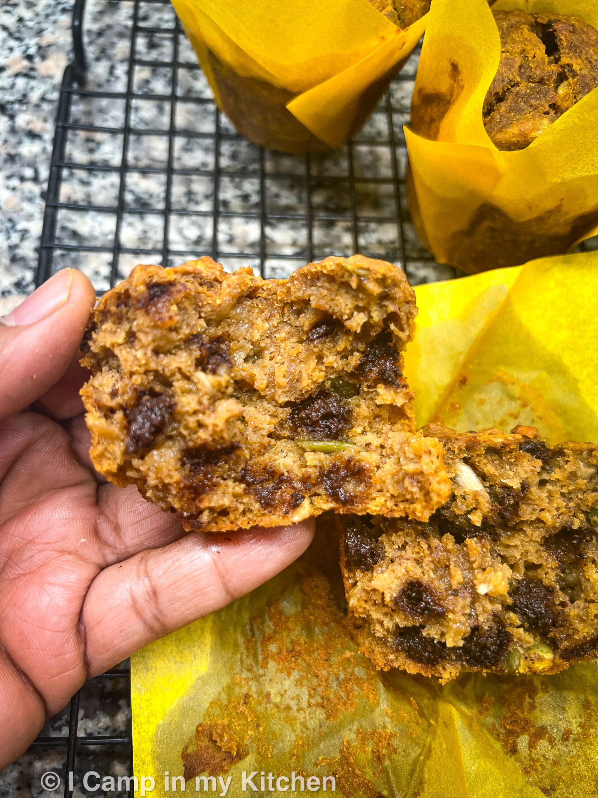 chocolate chip muffins w with nuts and seeds