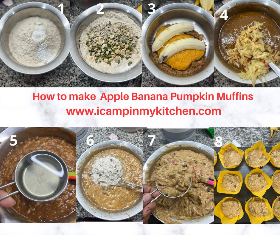 how to make apple banana pumpkin muffins