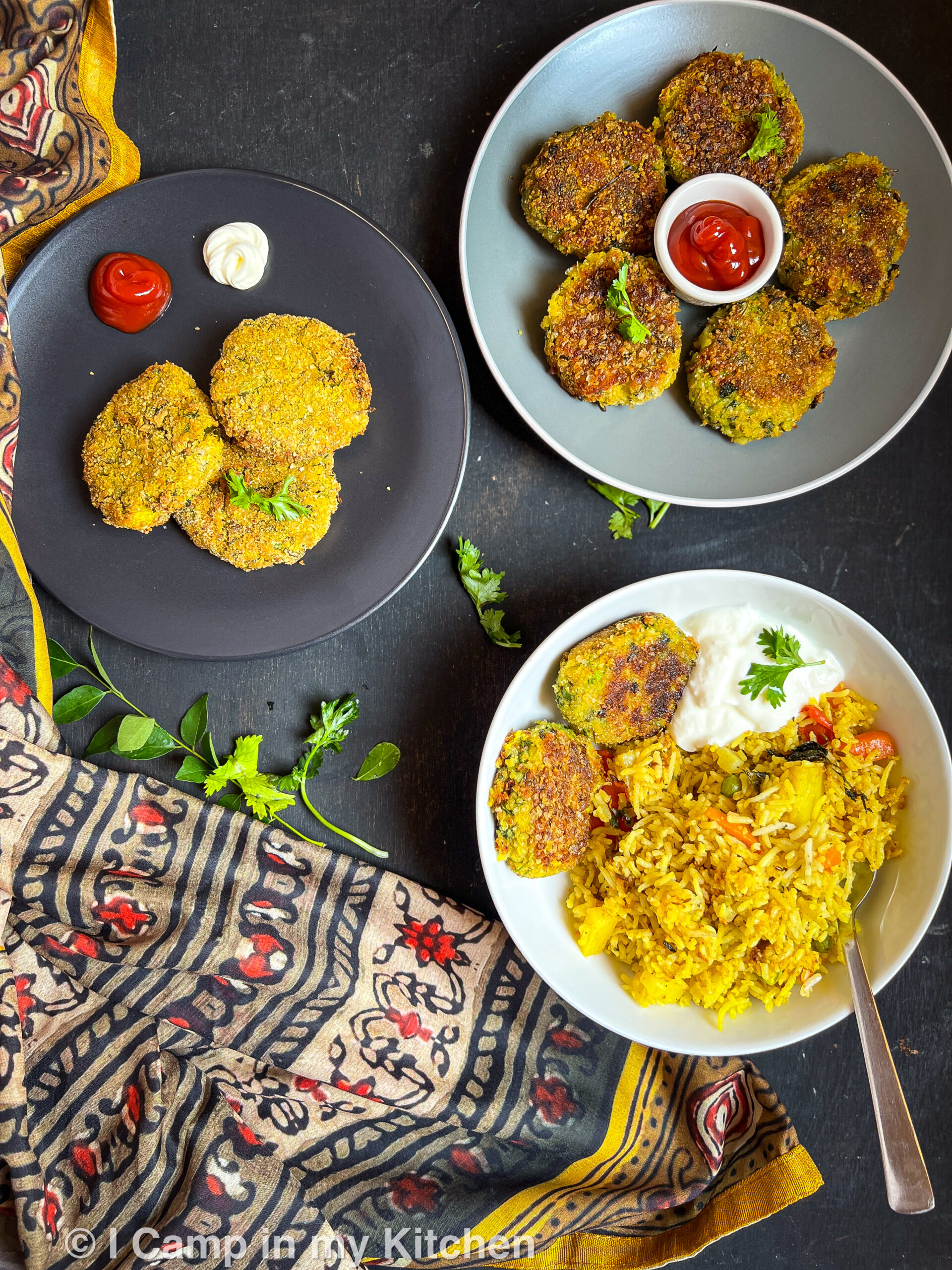 Aloo methi cutlet with rice