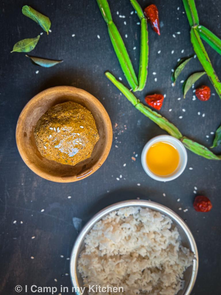 Pirandai thuvaiyal with rice