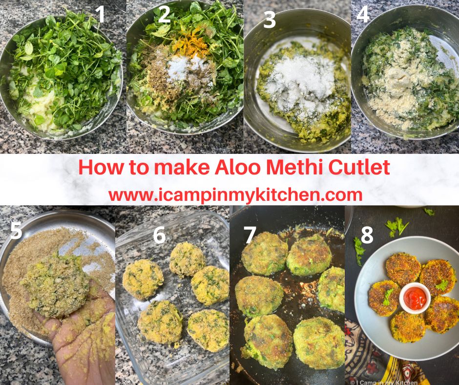 Step by step instruction to make potato methi cutlet