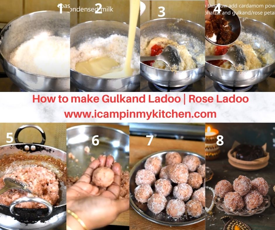 How to make gulkand coconut ladoo
