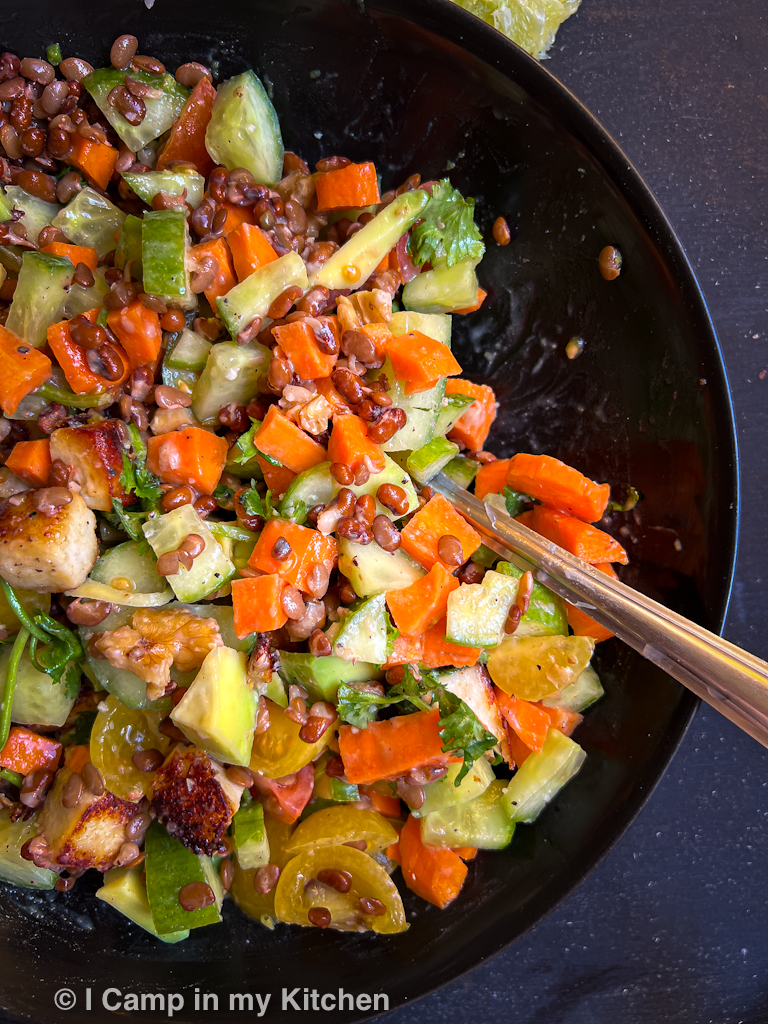 Lentil and paneer salad