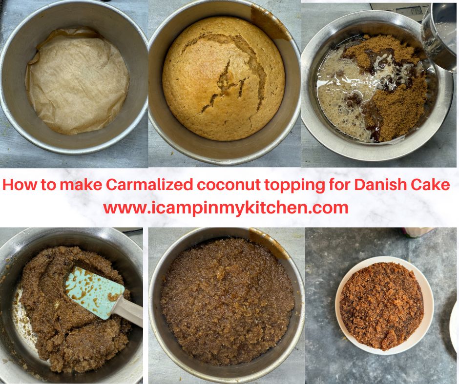 Caramelized coconut topping for drommekage