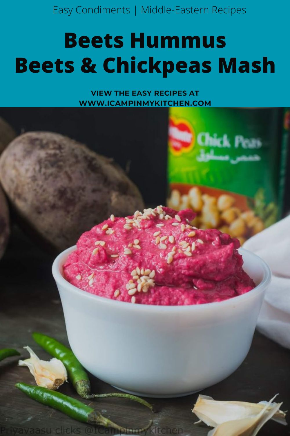Bright and colorful beetroot hummus