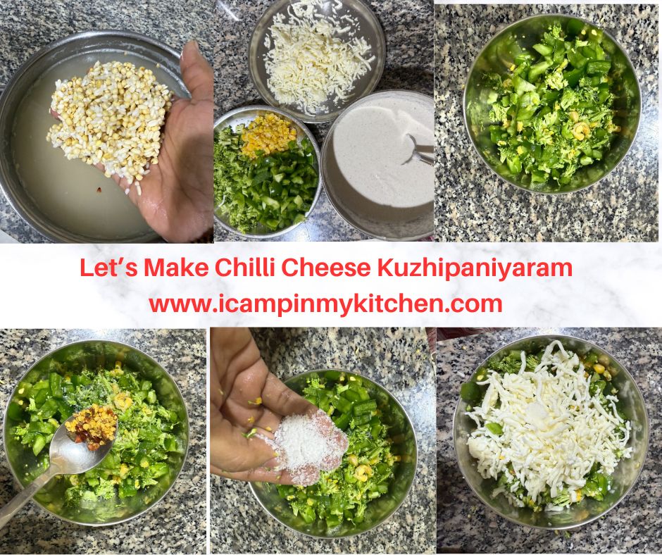 Lets make chilli cheese kuzhipaniyaram