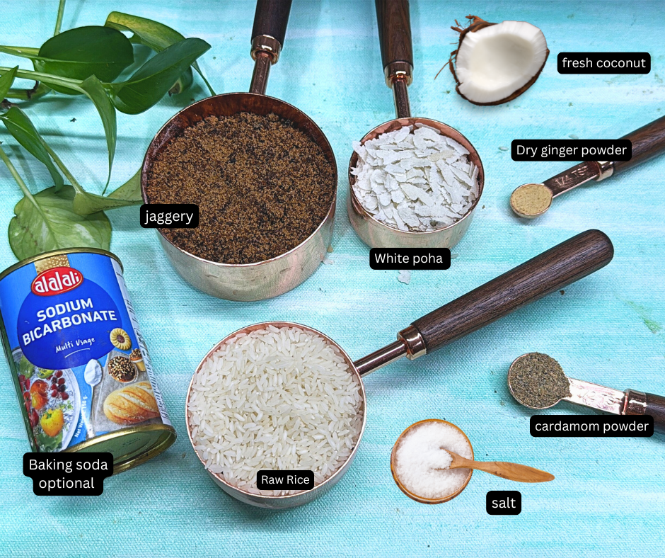 ingredients needed to make poha sweet paniyaram