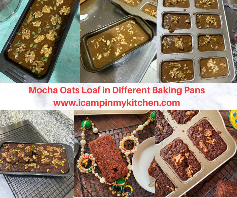 Baking oats mocha loaf in different baking pans
