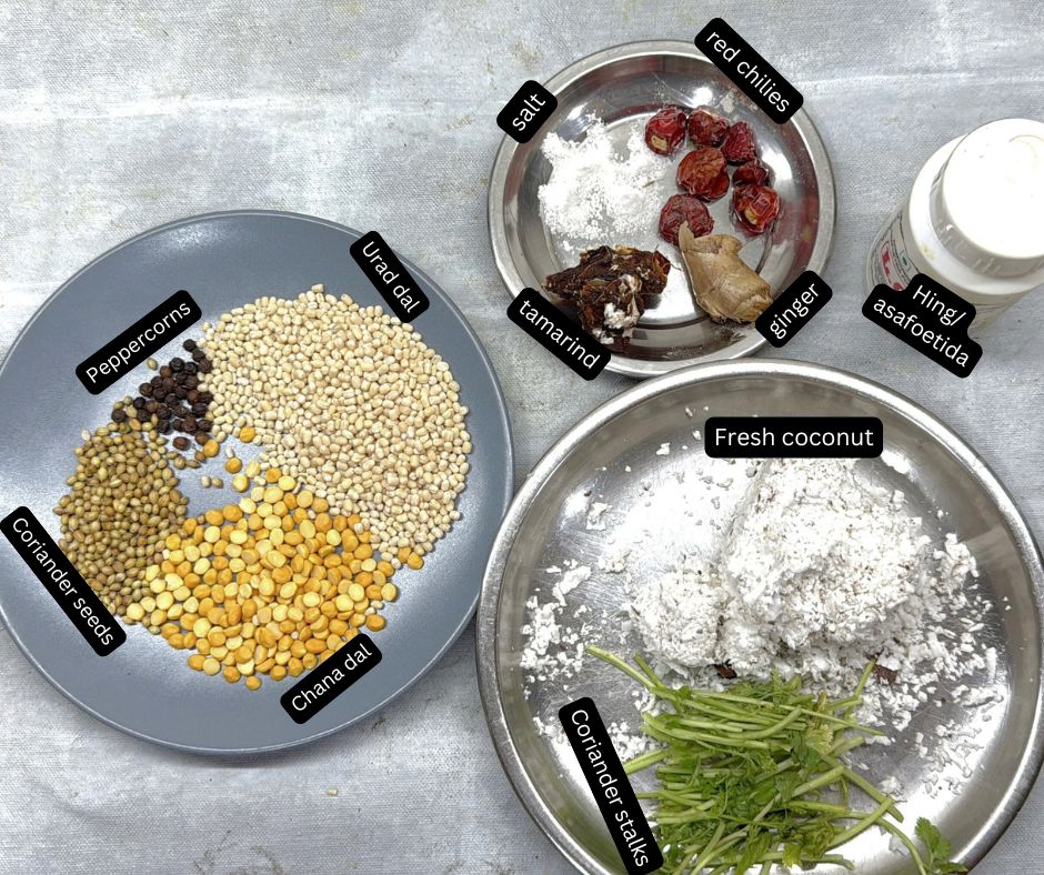 Ingredients to make thengai thuvayal no onion no garlic