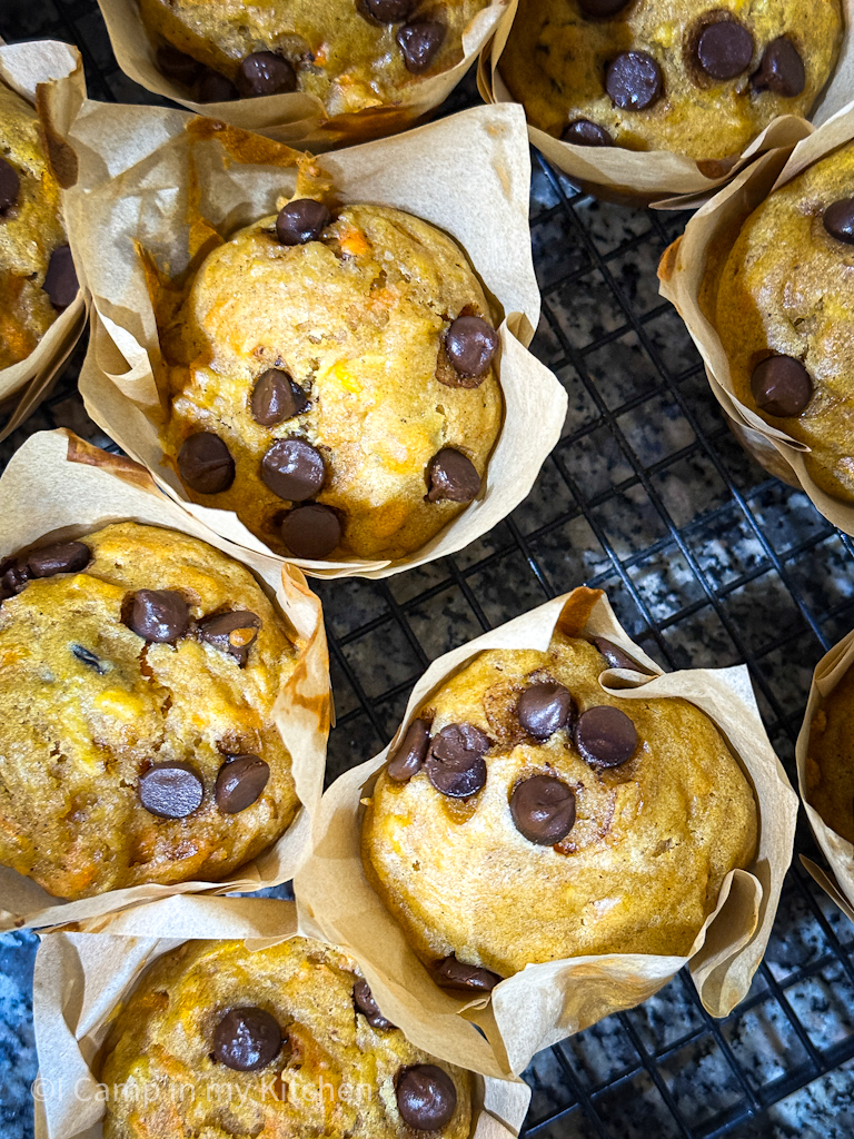 Eggless apple carrot muffins