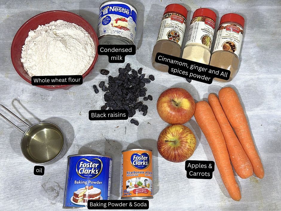 Ingredients for Apple carrot muffins