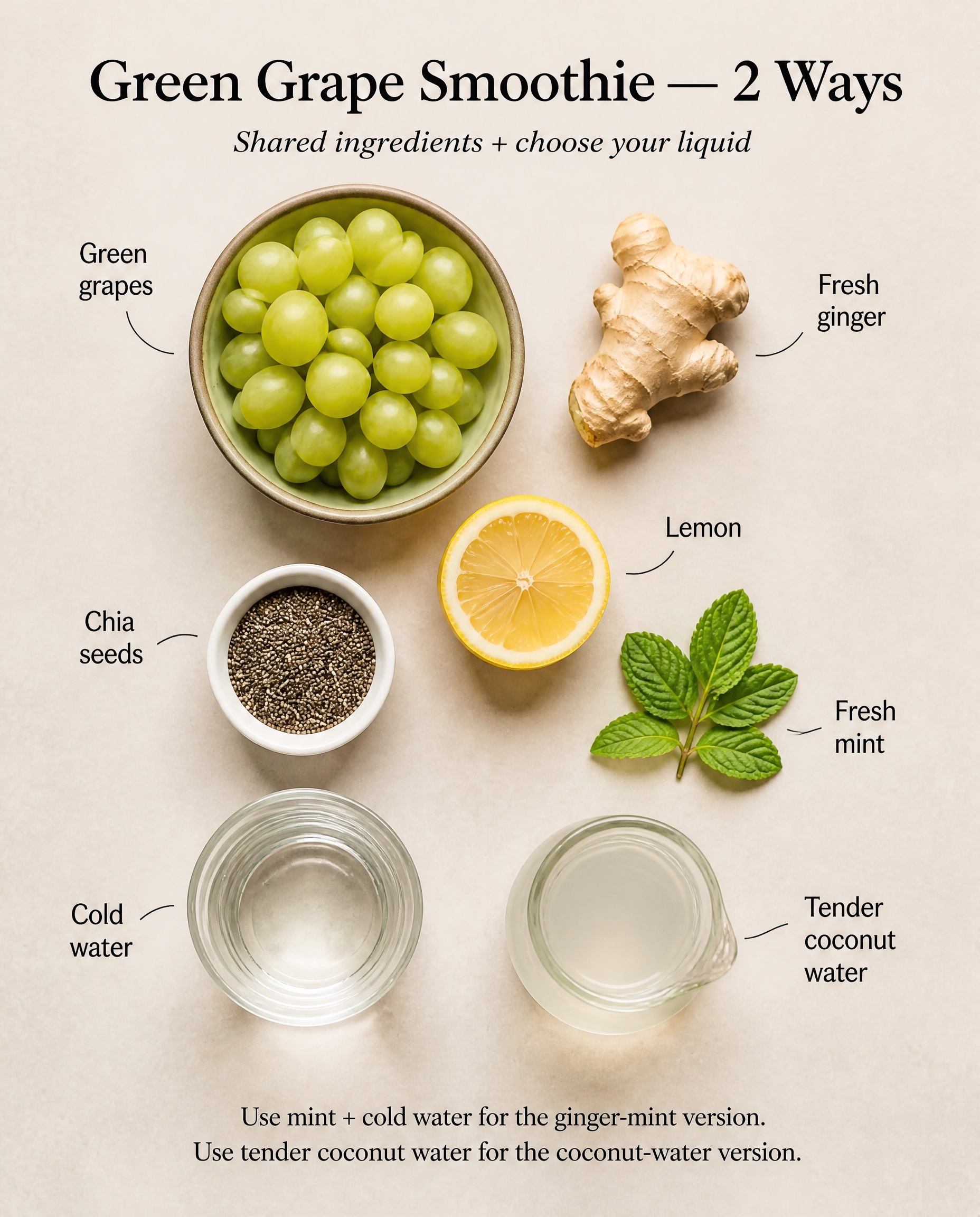Green grape smoothie ingredients